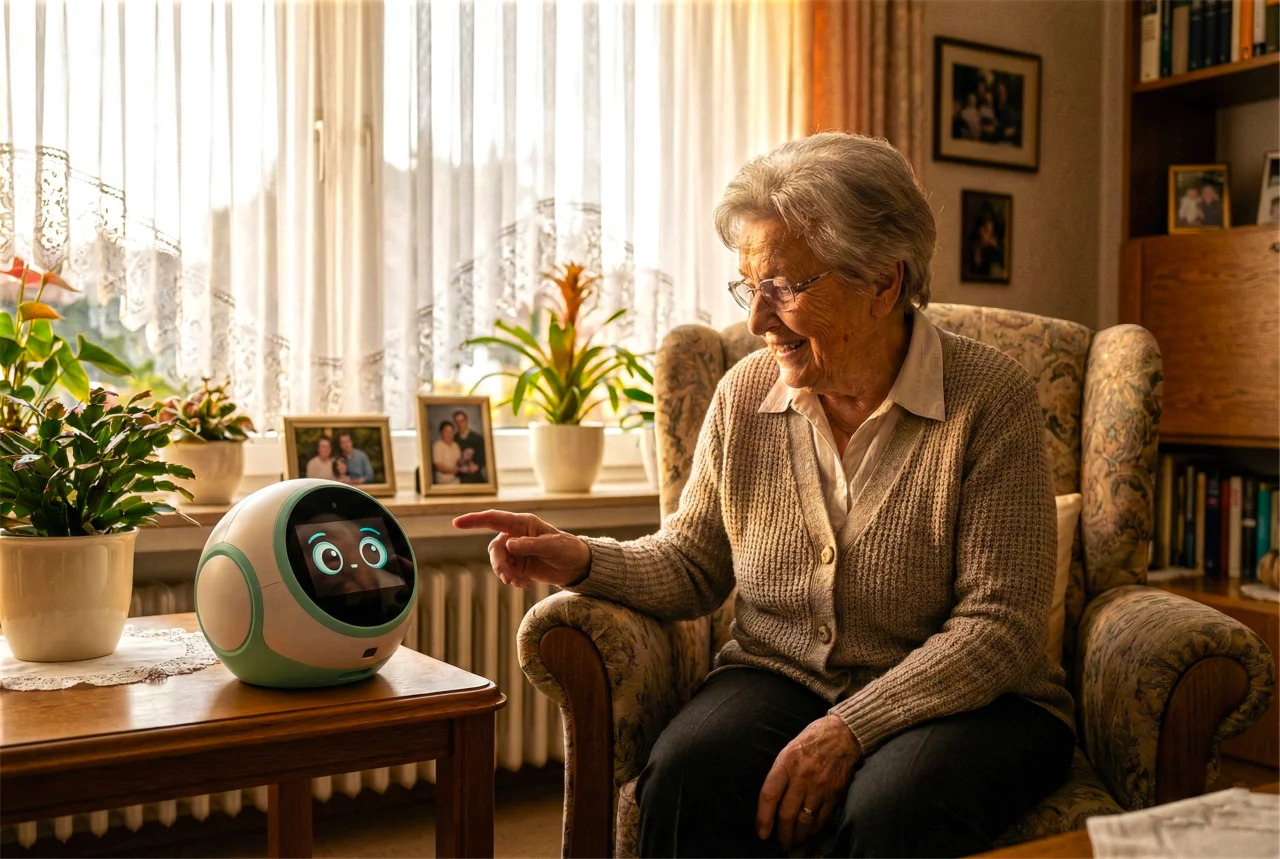 Seniorin lächelt mit Enkelin – Sicherheit für die ganze Familie